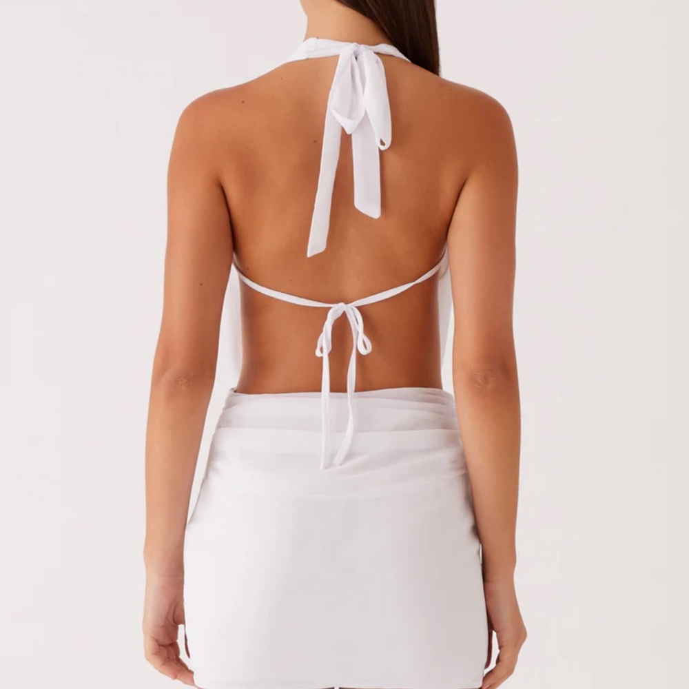 Peppermayo White Chiffon Mini Dress